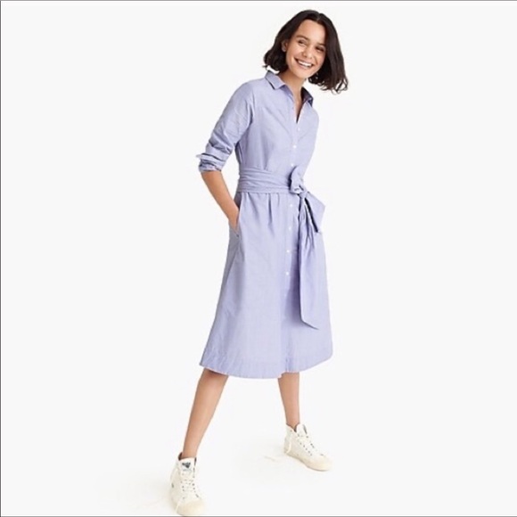 J. Crew NWT 2 Tie Waist Cotton Shirt Dress - Picture 2 of 10